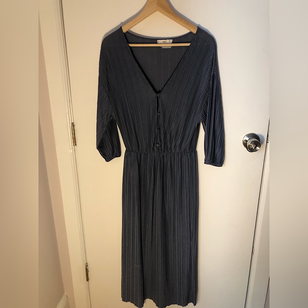 Mango blue ribbed size us 4 dress!